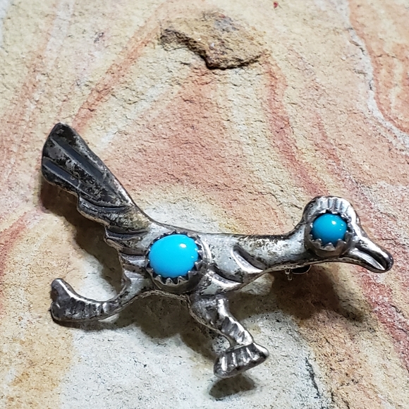 Turquoise Roadrunner Bird Brooch! - Picture 7 of 8